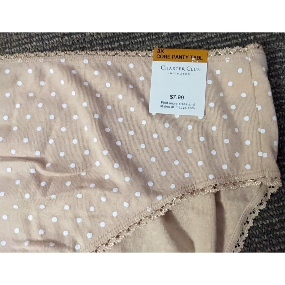 Women's 3XL Charter Club High Cut Cotton Brief Intimate Plus Panty Polka Dot